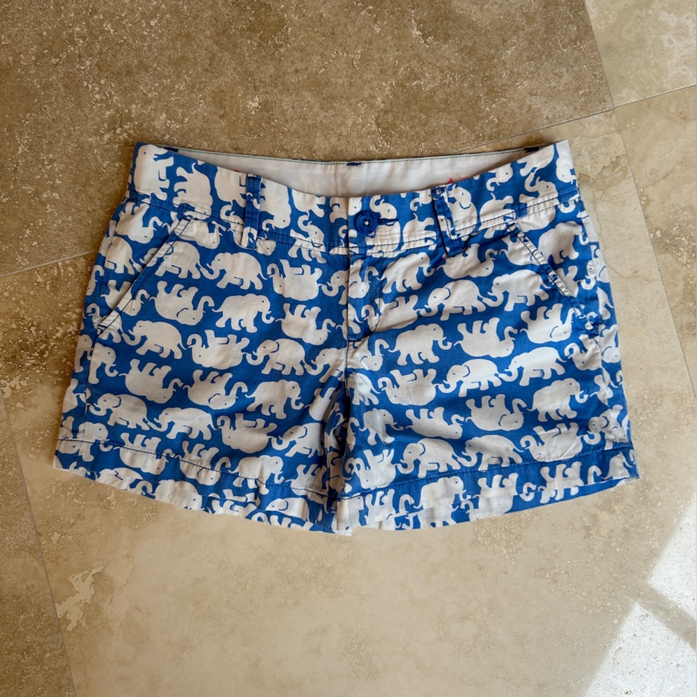 Lilly Pulitzer Blue and White Elephant Print Shorts